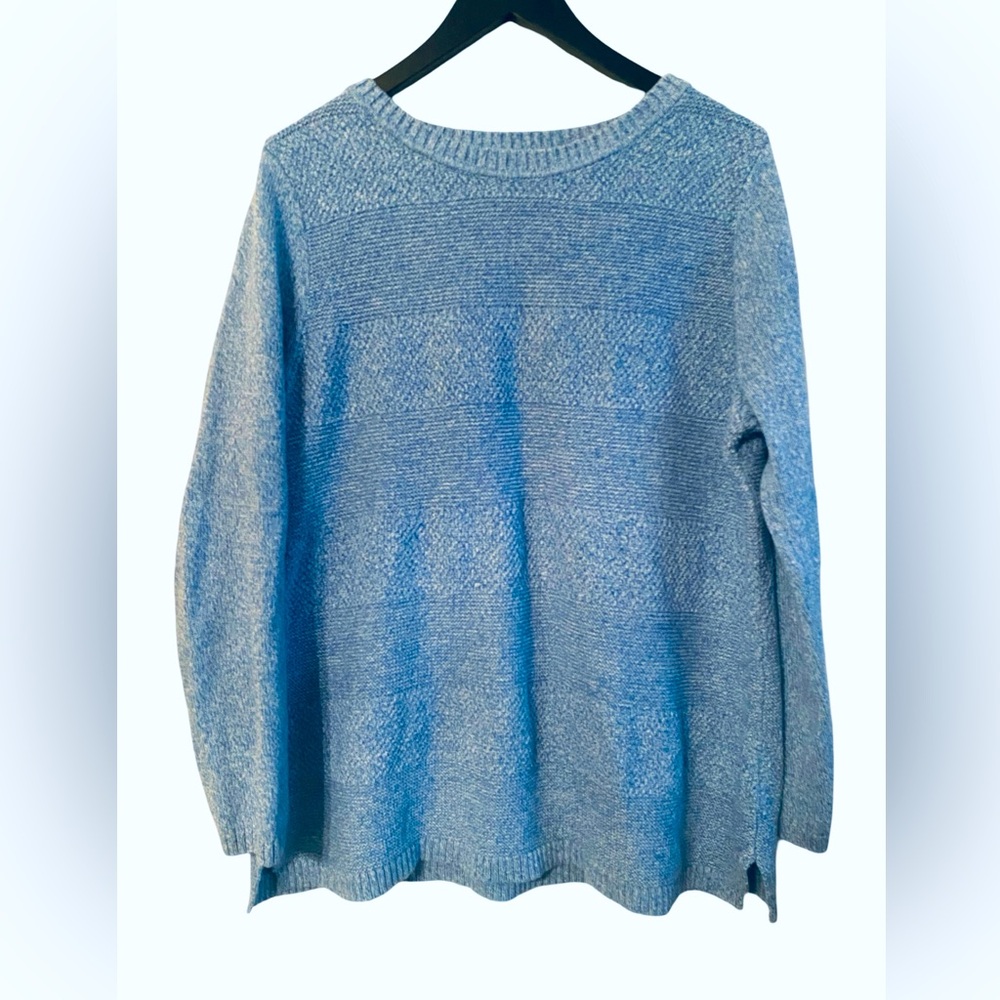 Talbots Cotton Sweater XL Light Blue Shaker Stitch Pullover